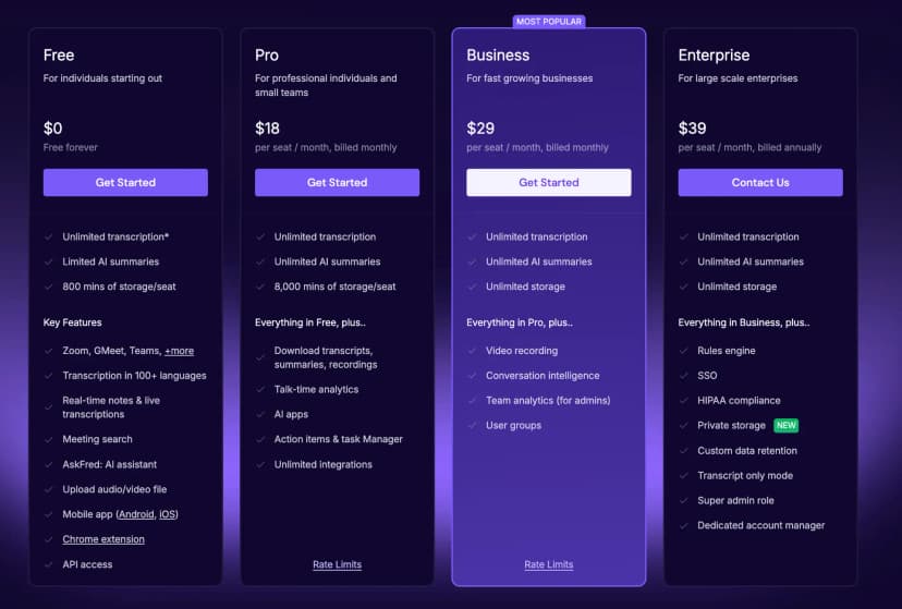 Fireflies pricing