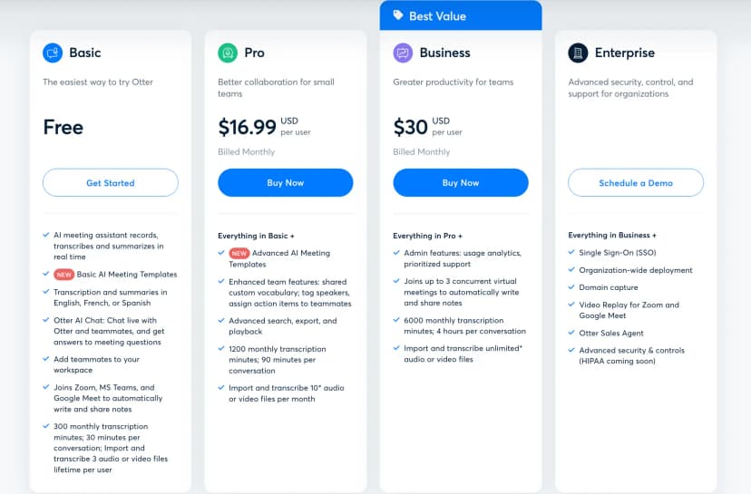 Otter pricing