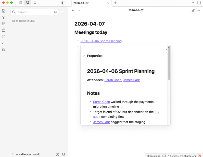 Obsidian workspace with linked Markdown notes and graph navigation