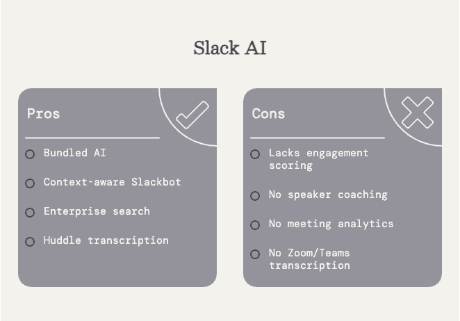 Slack AI enterprise search and summaries compared with Read AI