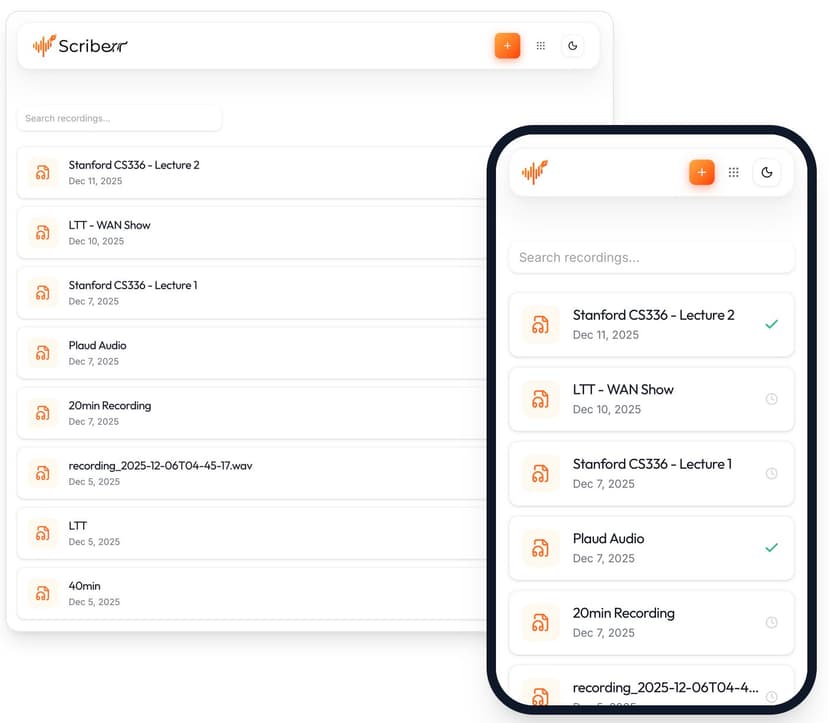 Scriberr desktop and mobile recording libraries